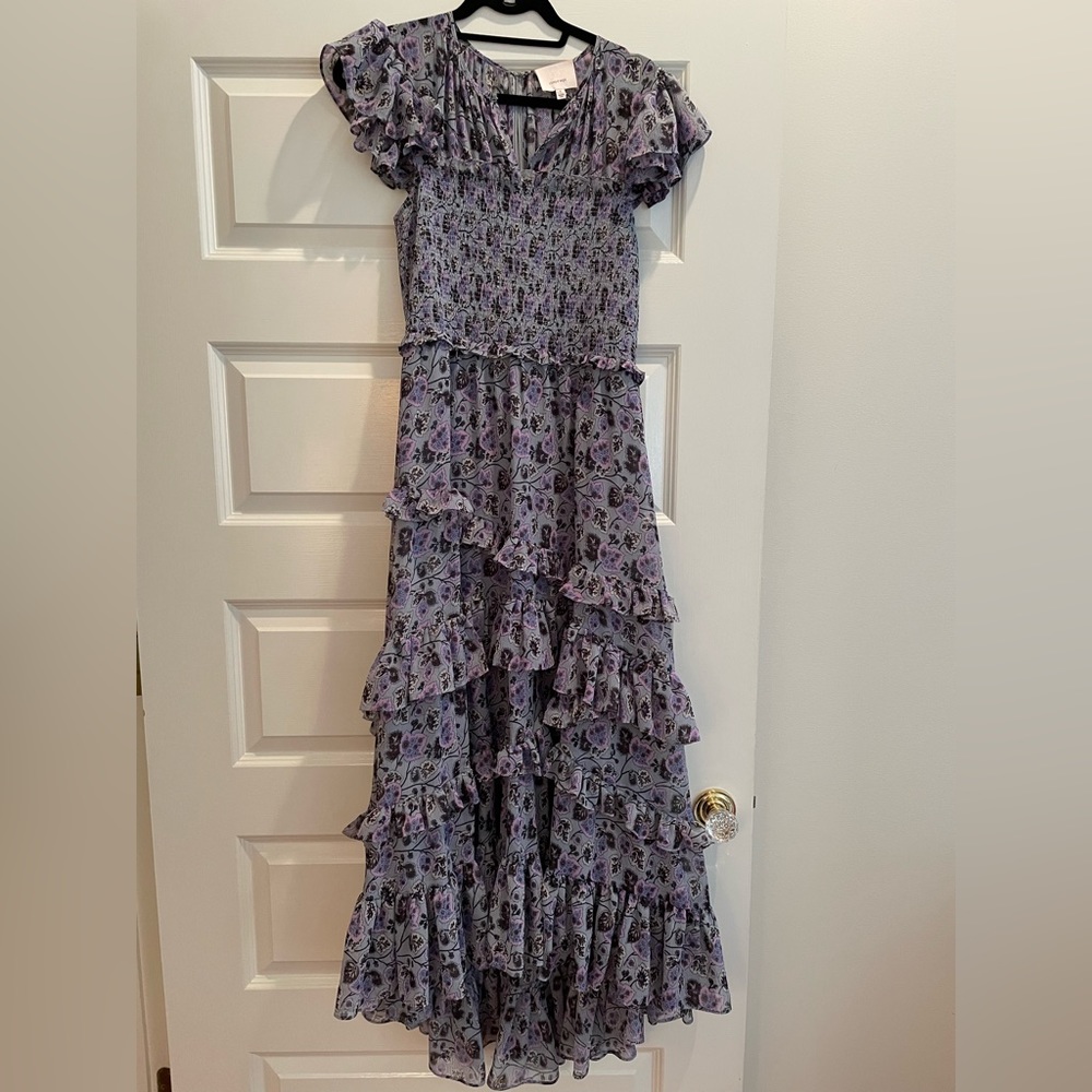 Cinq a sept tiered lavender floral dress